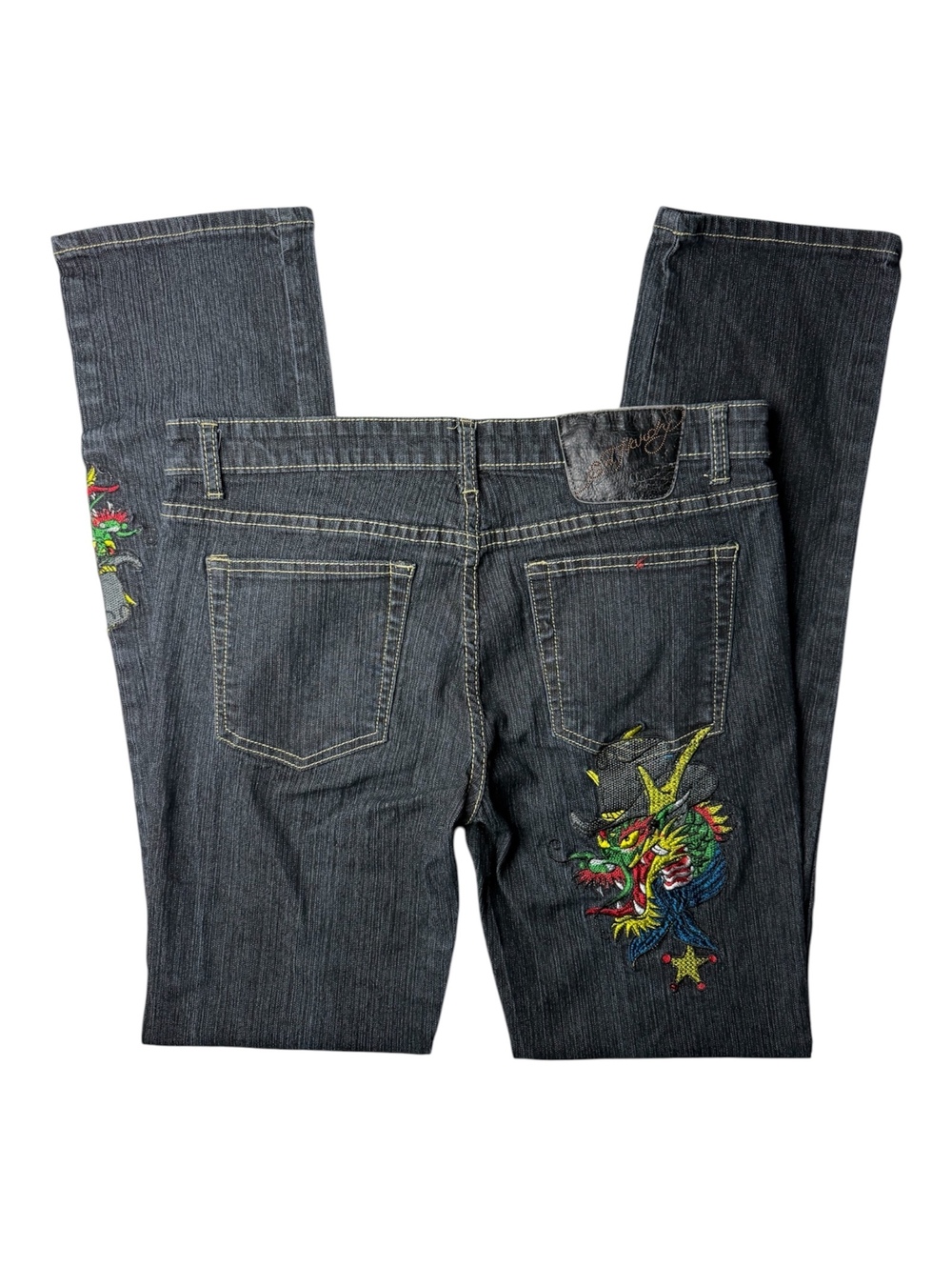 Ed Hardy Denim Jeans with Dragon Embroidery